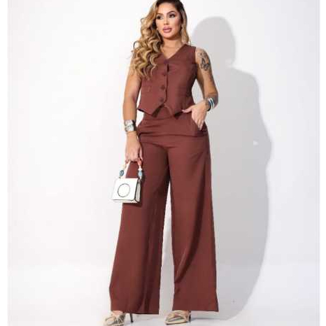Conjunto Social Alfaiataria Colete Calça Pantalona Uniforme Gerente Casamento Plus size Pequeno Grande em Oferta na Shopee