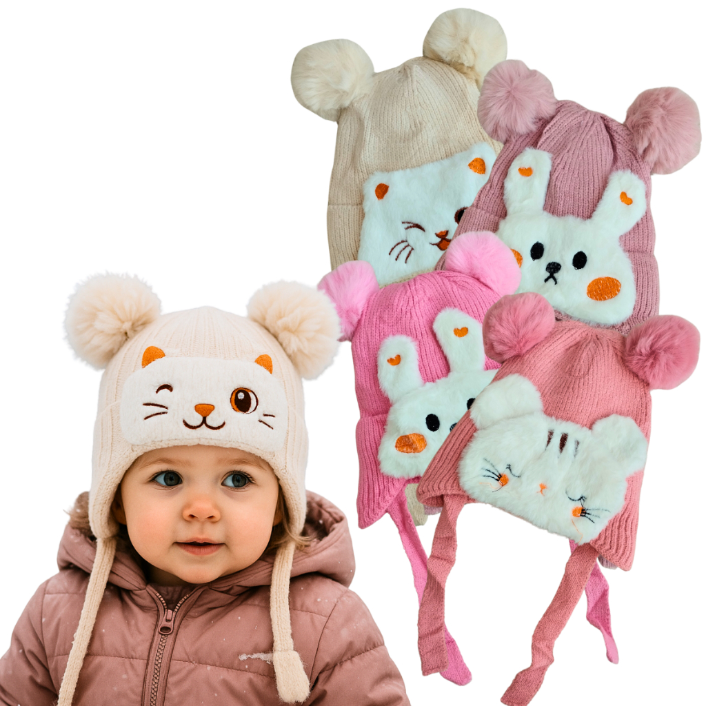 Kit 2 Toucas Bebe Frio Inverno Menina Menino Gorro Bichinho infantil Bicho