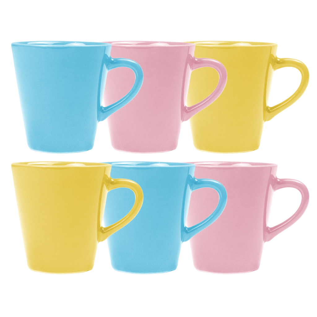 Kit 6 Canecas Tulipa Café Chá Porcelana Colorida Conjunto Hotel