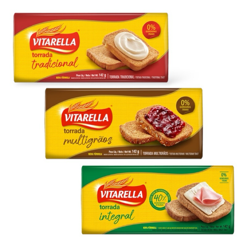 Pão Torrada Vitarella 142g (6 Pacotes)