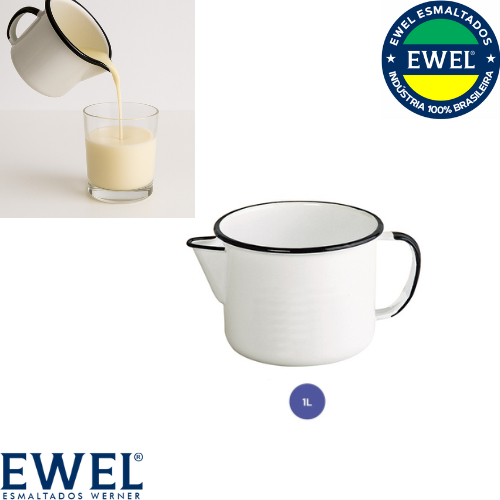 Caneca com Bico Esmaltada 1L Ewel Produção Sabão Velas Artesanais Derretedor de Cera Fogão de Indução Elétrico à Lenha