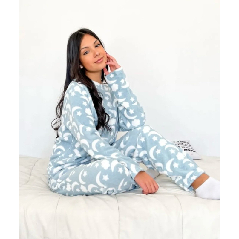 Pijama Adulto de Frio Inverno Plush Soft Unissex Manga Longa Fleece confortável