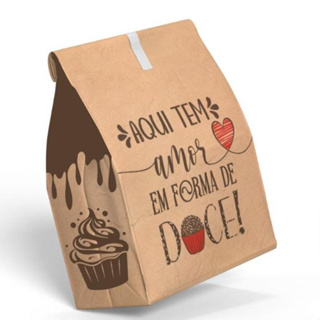 50 Sacos Kraft Papel Para Delivery Doces Bolos Muffins Doceria em Oferta na Shopee