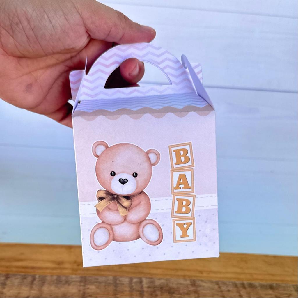Caixa Maleta Chá Revelação Dourado e Beg | Pegue e Monte | Personalizados | Lembrancinhas | Festa infantil | Aniversário