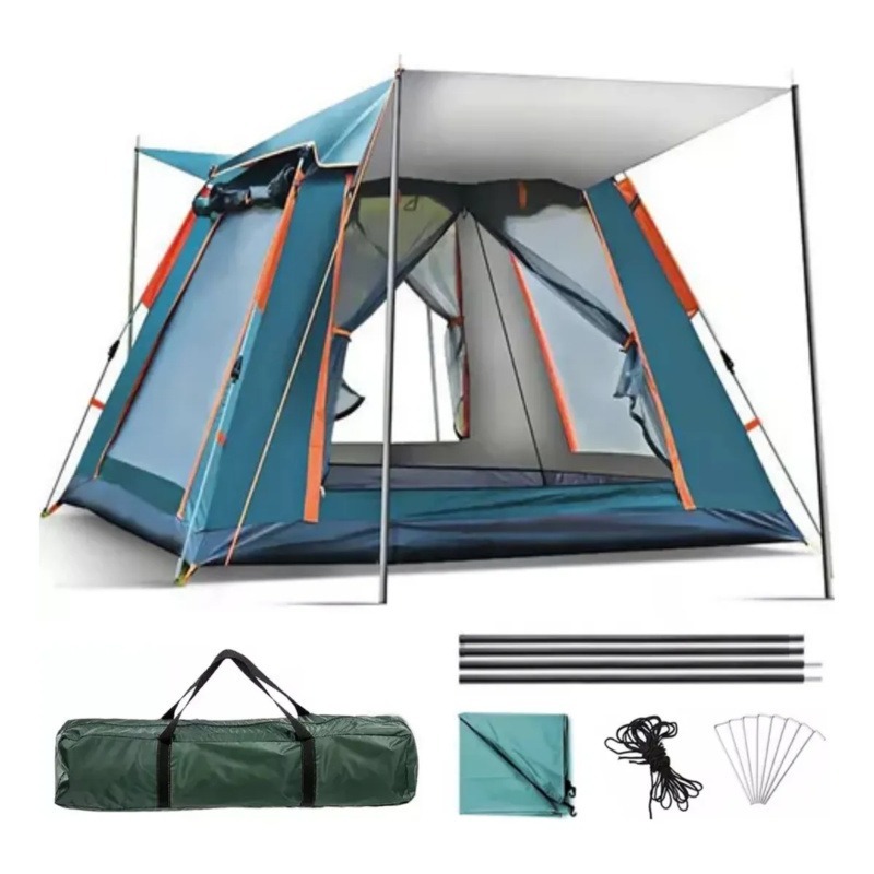 Imagem Barraca De Acampamento Grande Para 4/5 Pessoas 215x215x145cm Camping PortáTil 5 Praia Varanda FamíLia Lux ImpermeáVel