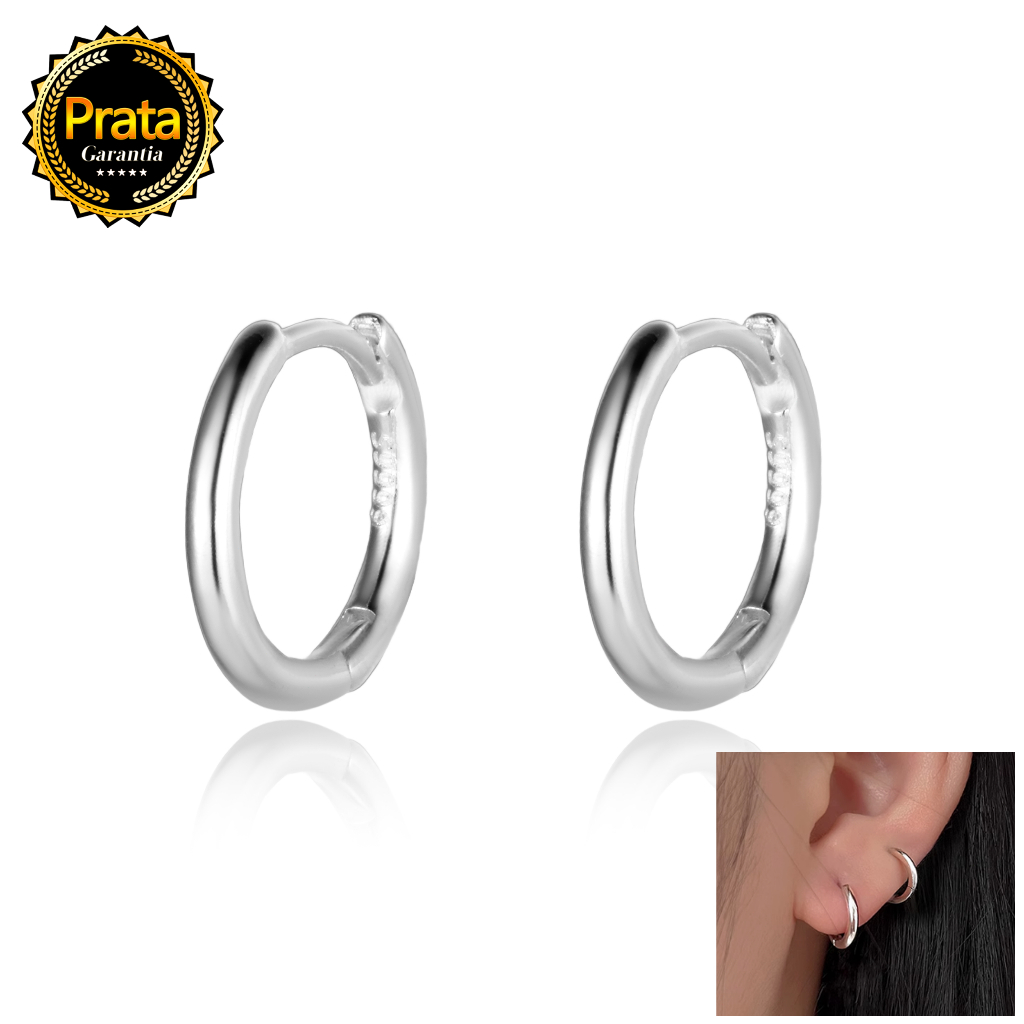 Brinco Argola Prata 925 Hipoaergênico - Brinco Diário Feminino Minimalista Luxo (Par)