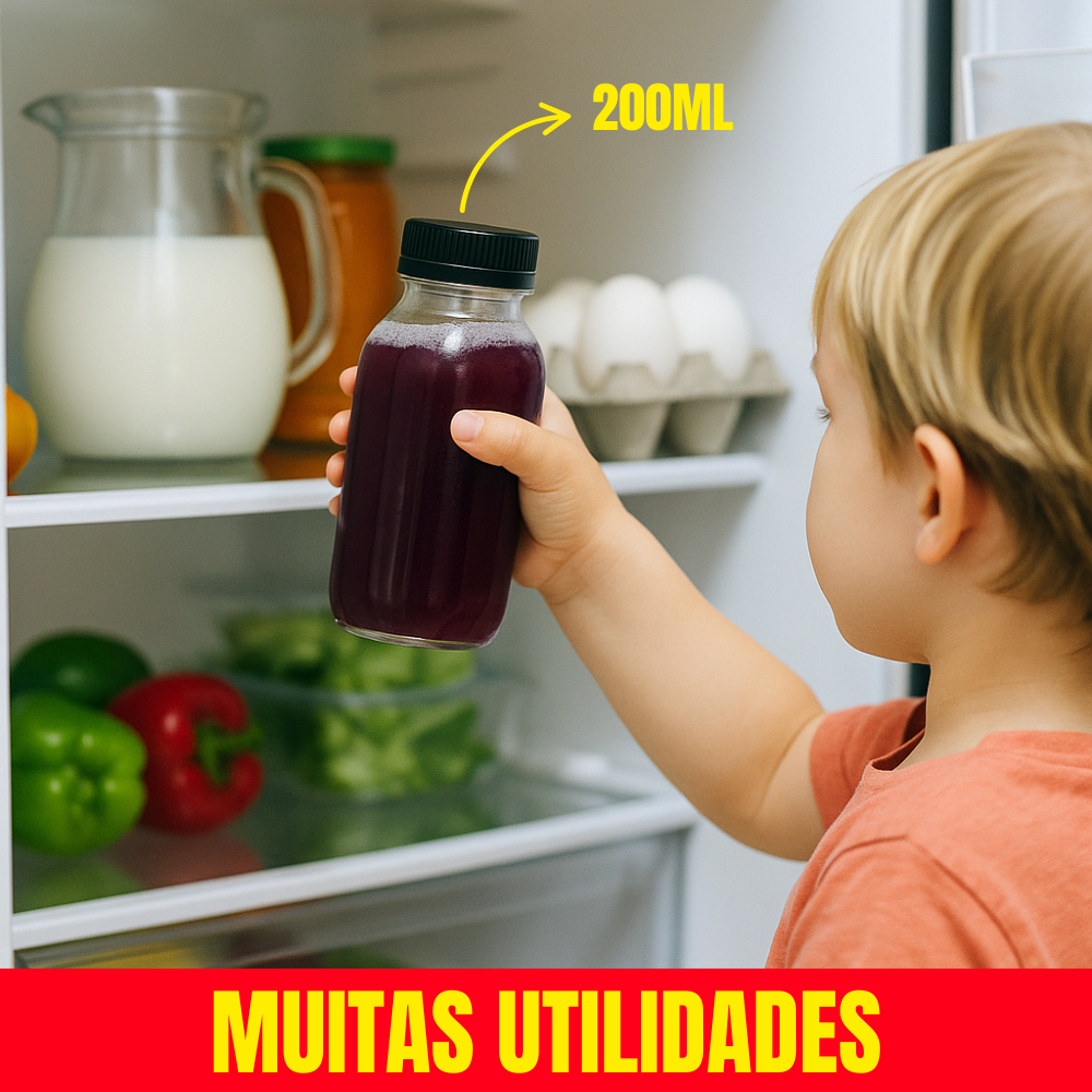 30x Garrafas PET 200ml/300ml/500ml com Tampa Vedante – Livre de BPA + Envio Imediato