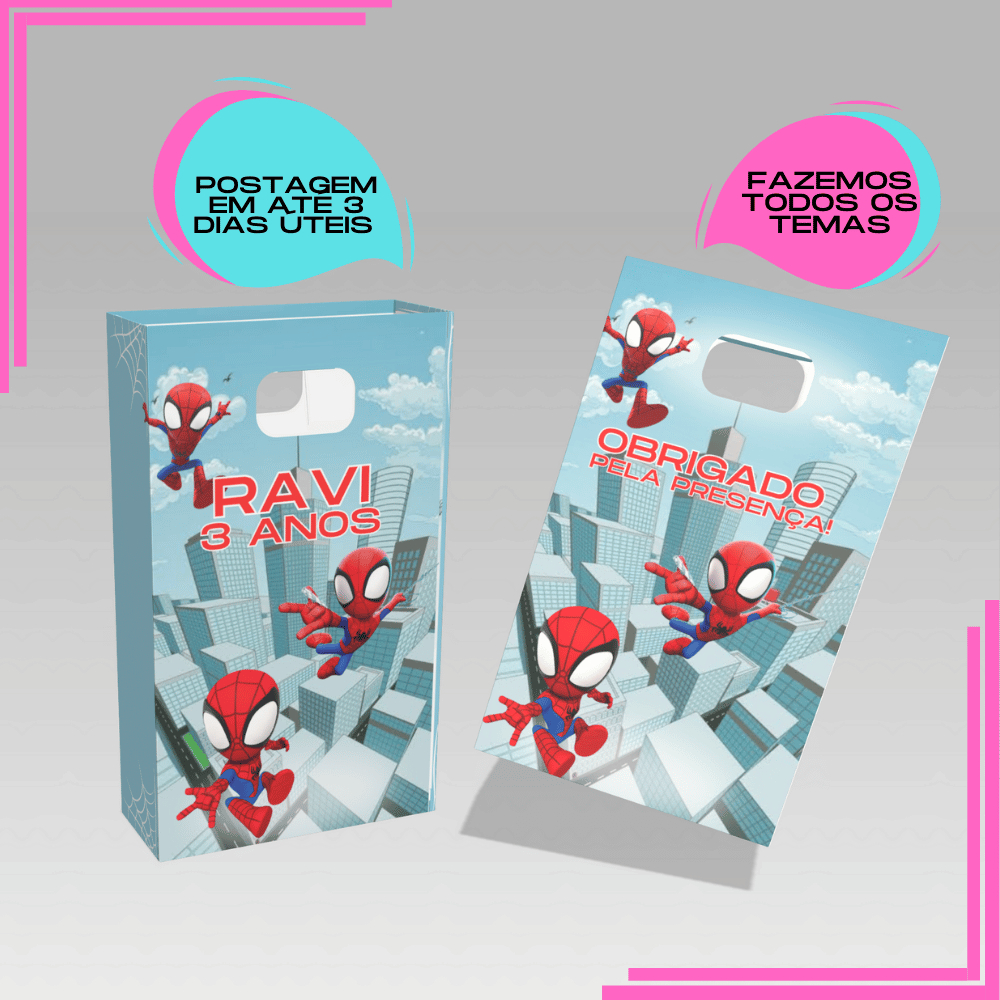 Sacolinha Personalizada para Lembrancinha boca de palhaço Spidey homem aranha baby