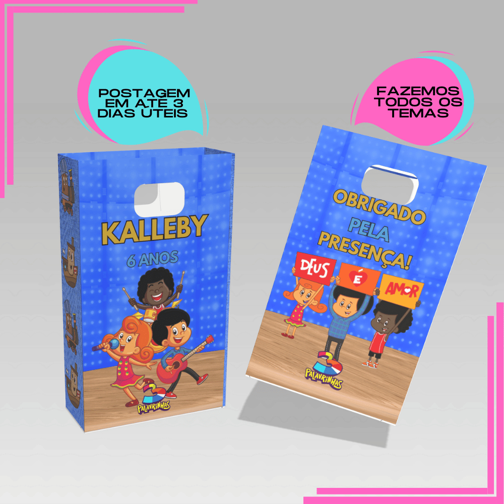 Sacolinha Personalizada para Lembrancinha boca de palhaço 3 palavrinhas em Oferta na Shopee