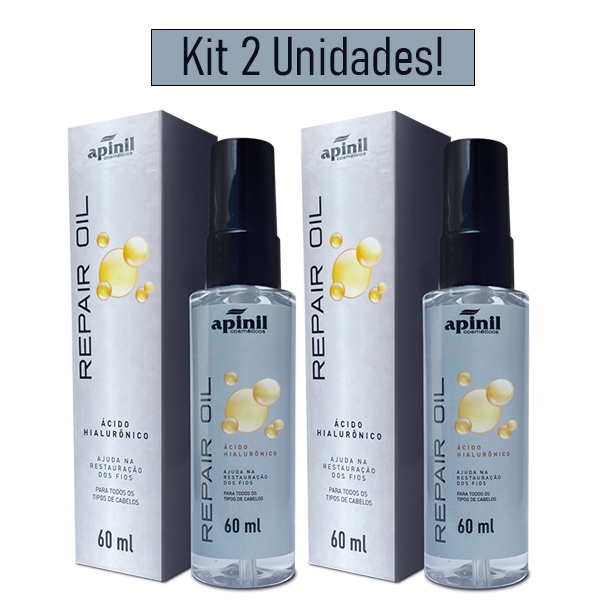 KIT 2 Unidades Óleo Capilar REPAIR OIL 60mL Ácido Hialurônico APINIL em Oferta na Shopee
