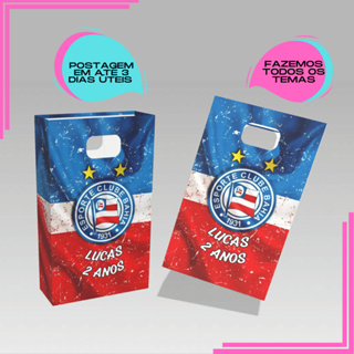 Sacolinha Personalizada para Lembrancinha boca de palhaço time Bahia em Oferta na Shopee