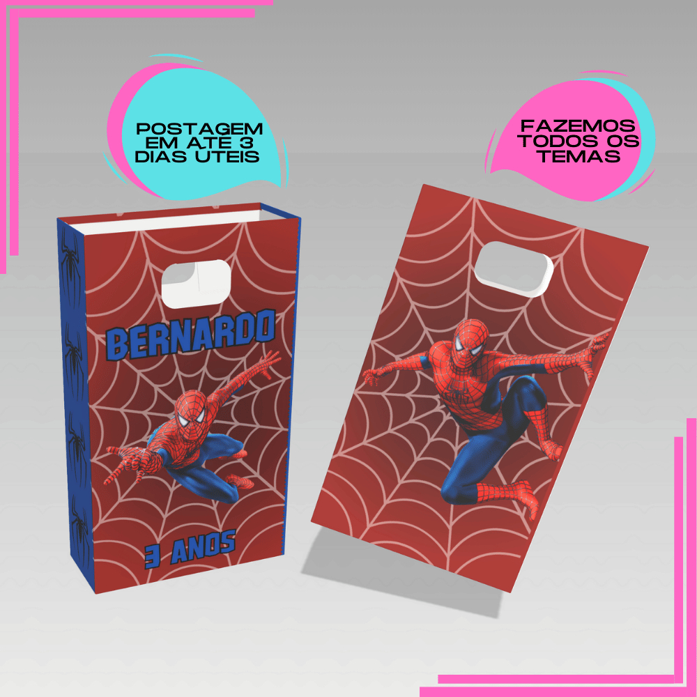 Sacolinha Personalizada para Lembrancinha boca de palhaço Homem Aranha