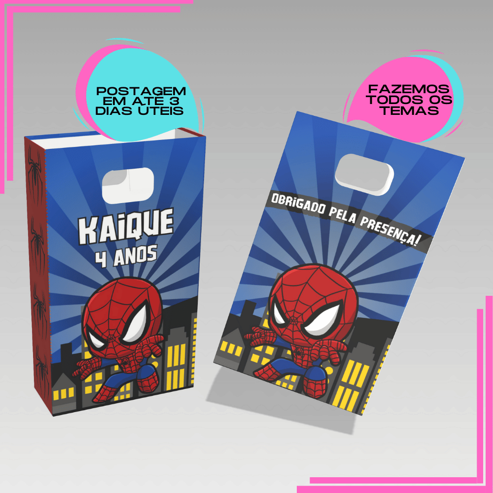 Sacolinha Personalizada para Lembrancinha boca de palhaço Homem Aranha Baby