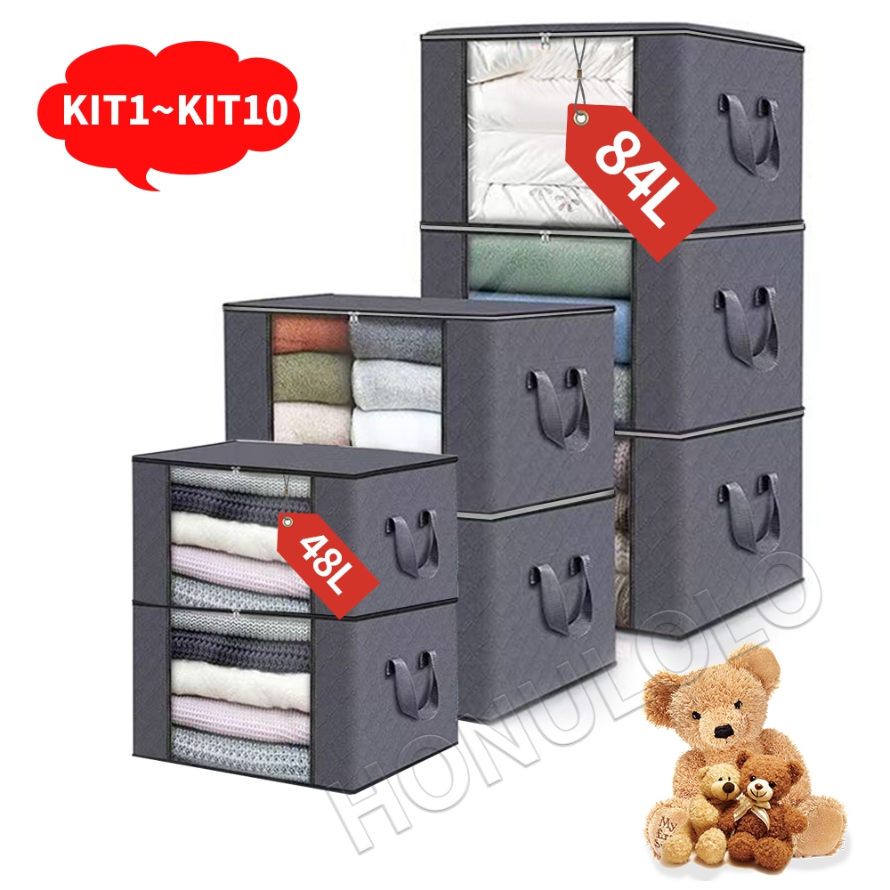KT Caixa Saco Organizador Cobertor Casaco Guarda Roupa Ecológico Anti-Poeira Umidade Inset...