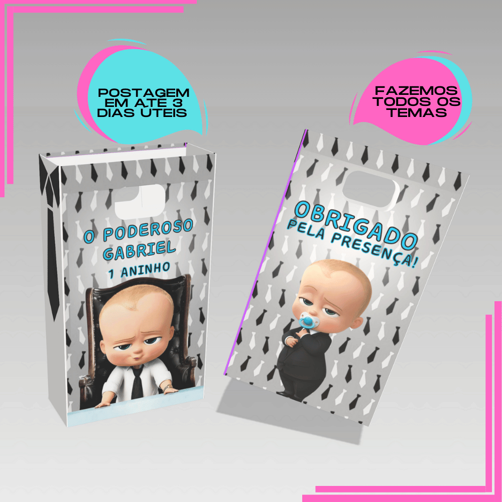 Sacolinha Personalizada para Lembrancinha boca de palhaço Poderoso Chefinho