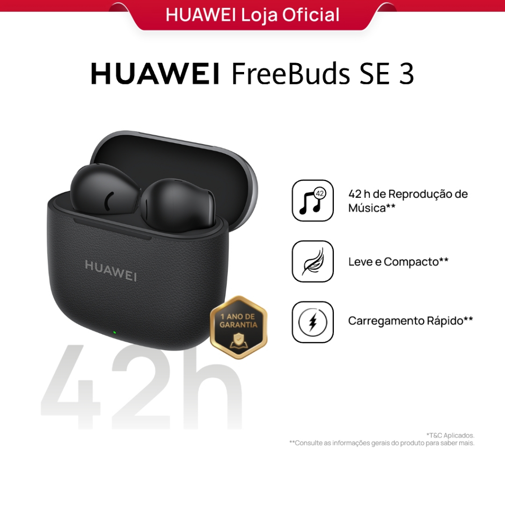 HUAWEI FreeBuds SE 3 | Fone de Ouvido Bluetooth Sem Fio|  42 h de Reprodução de Música - Audio