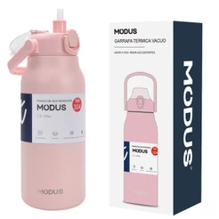 MODUS Garrafa Térmica 1.7 litros De Grande Capacidade Em Aço Inoxidável Com Canudo
