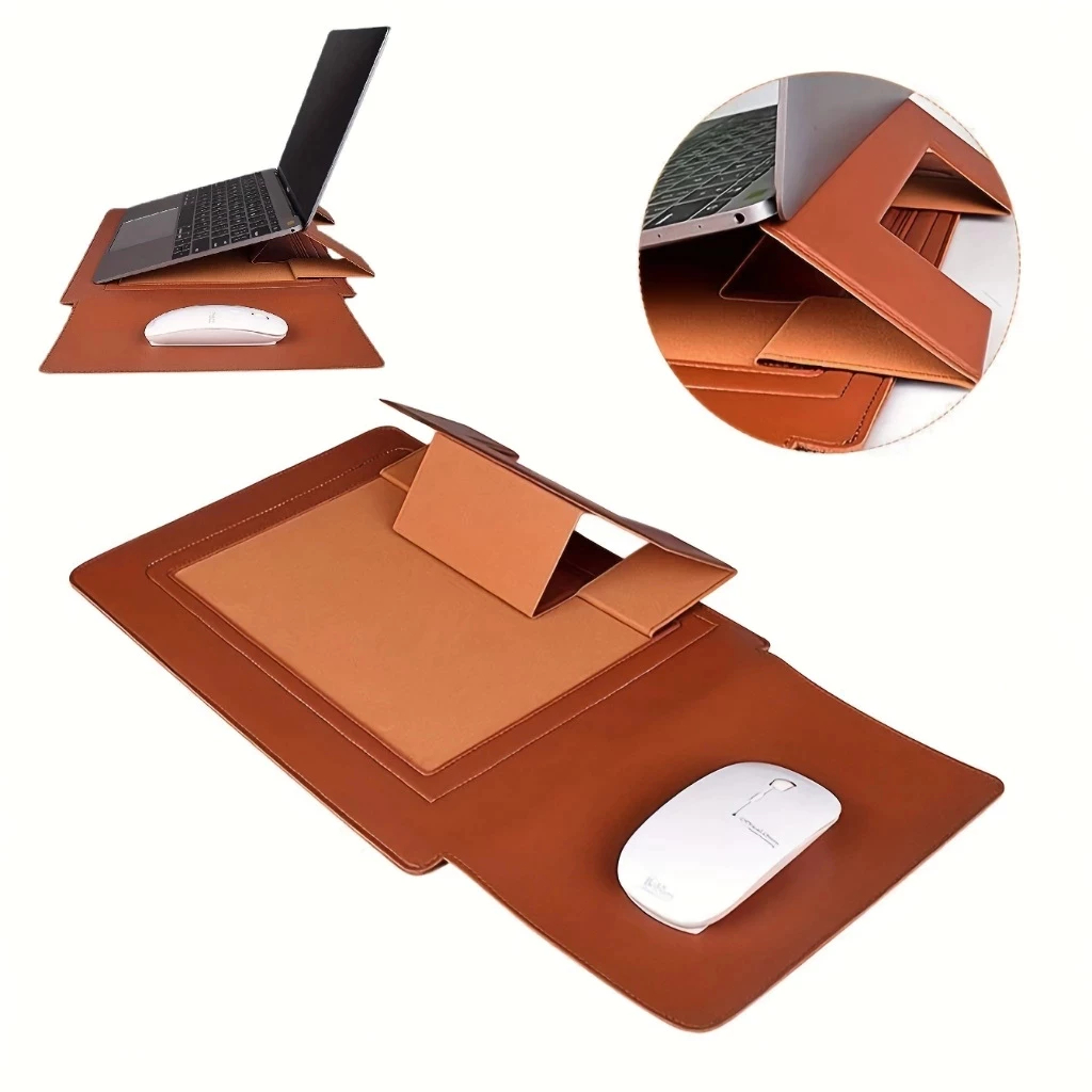 Capa Para Notebook Stand Macia De Couro PU Macbook Air Pro 13,3 e 15-16,2 Polegadas Bolsa
