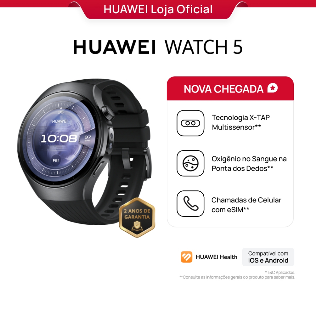 HUAWEI WATCH 5 | Relogio Smartchwatch | Chamadas de Celular com eSIM - Mobile & Gadgets