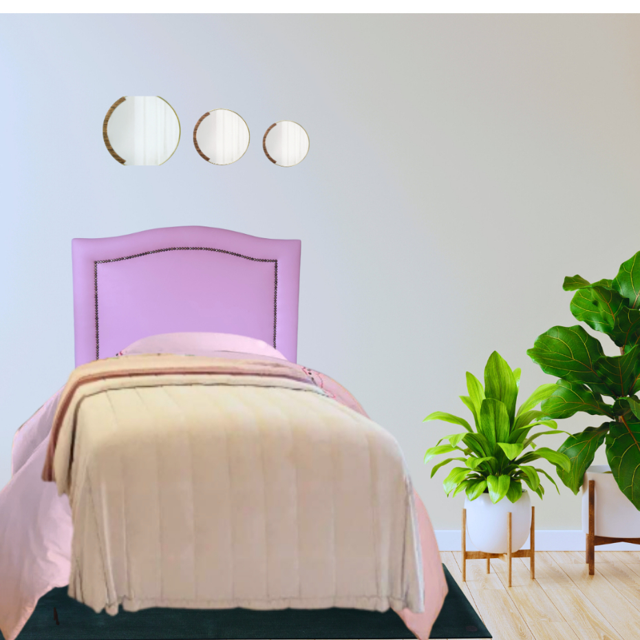 Cabeceira de Cama Box Solteiro Línea Corino Lilás com Tachas