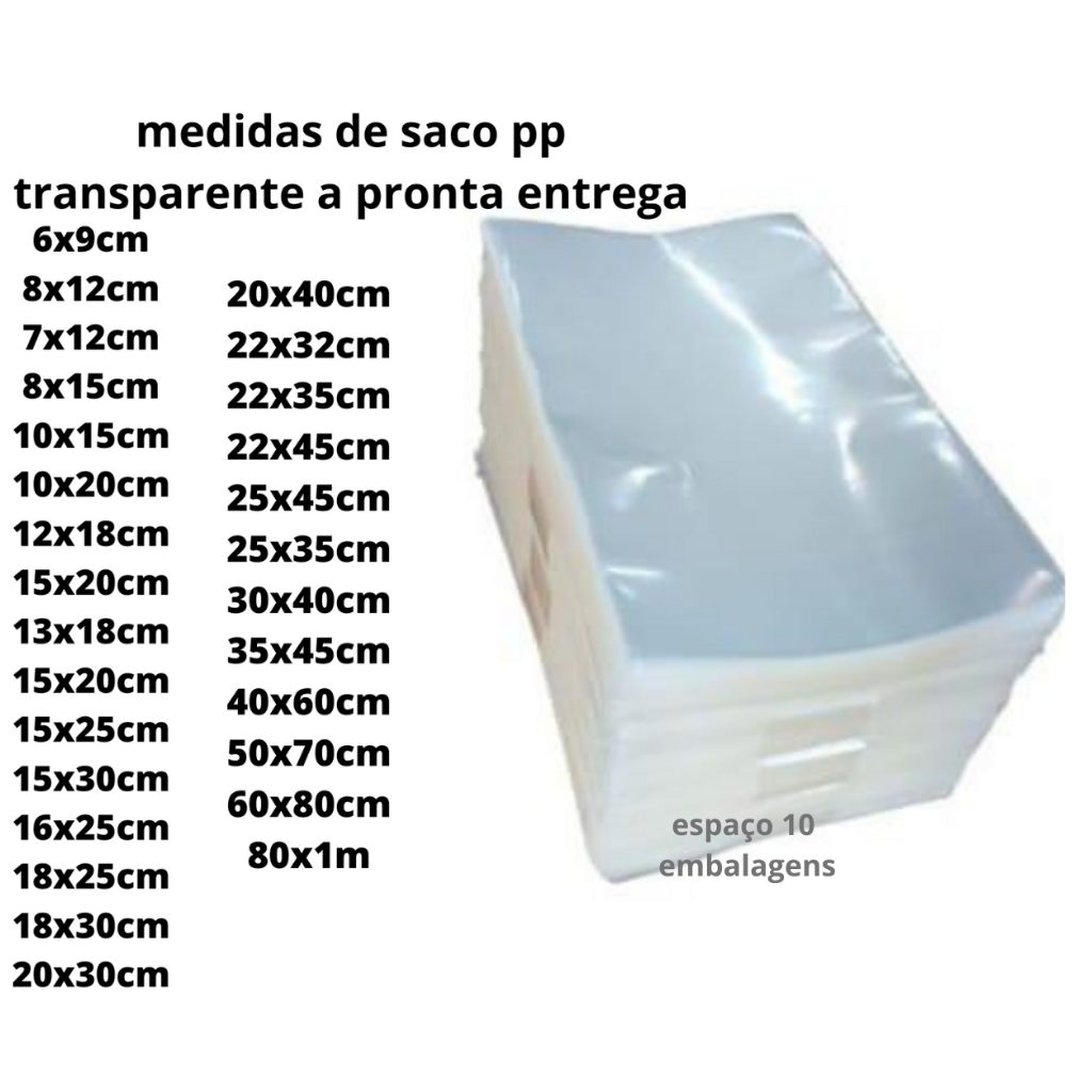 1kg saco plástico brilhoso transparente varias medidas
