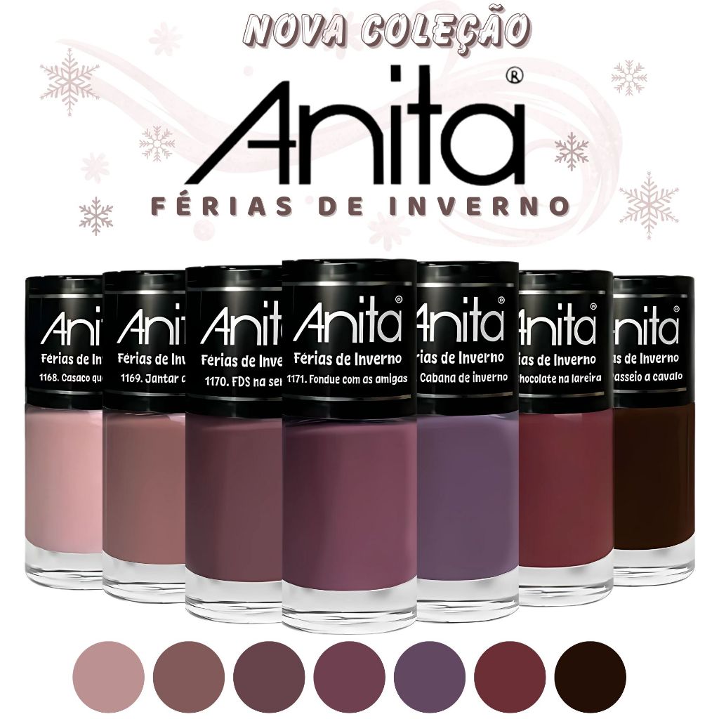 Kit Esmaltes Anita Nova Coleção Férias de Inverno Tons Nude Esmalte Atacado