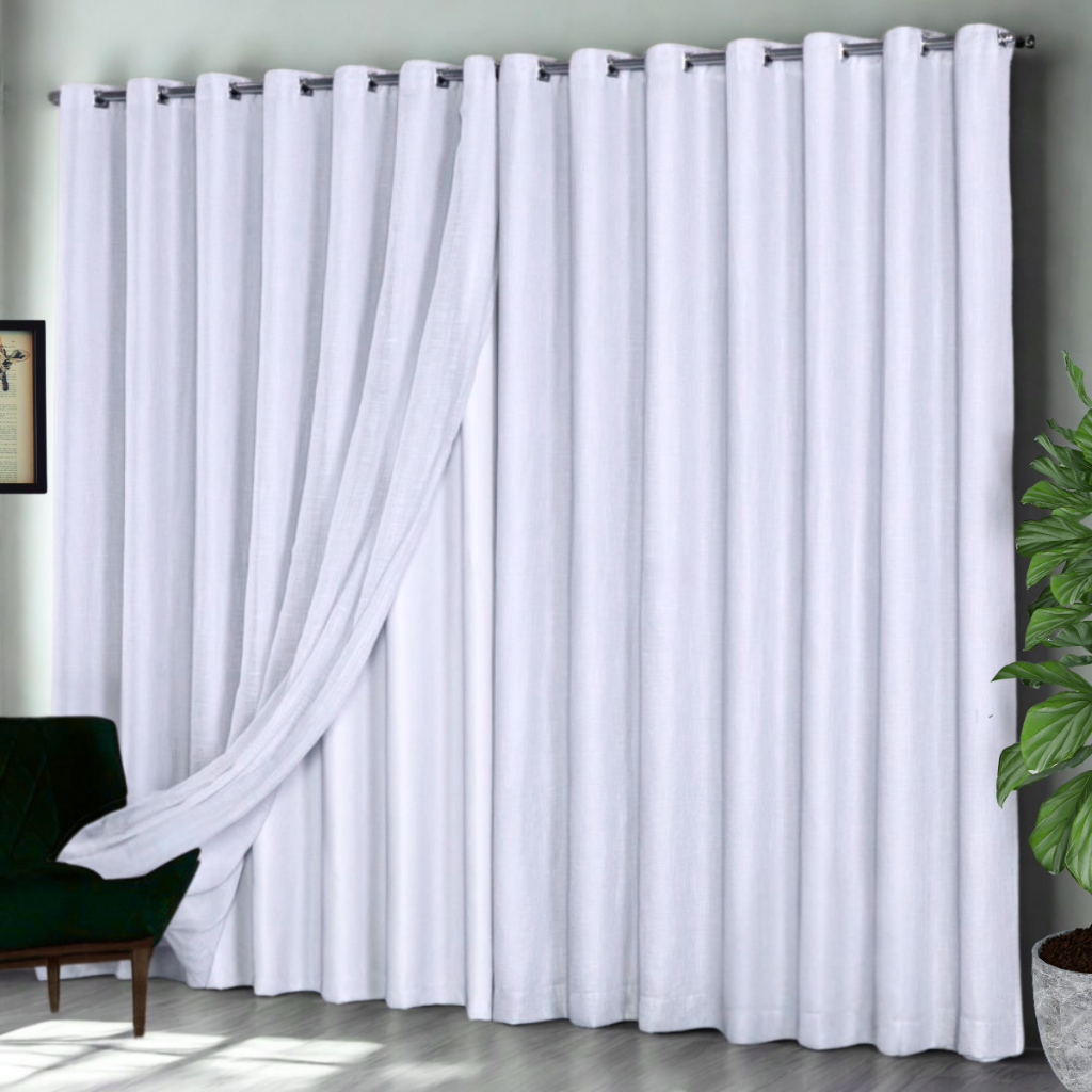 Cortina Gaze De Linho 4,00 Mts De (Largura) Com  Forro Microfibra Tamanhos Variados em Oferta na Shopee