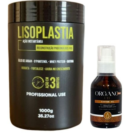 Máscara Lisoplastia 3 Min + Óleo Castor Oil 100ml Para Queda e Crescimento