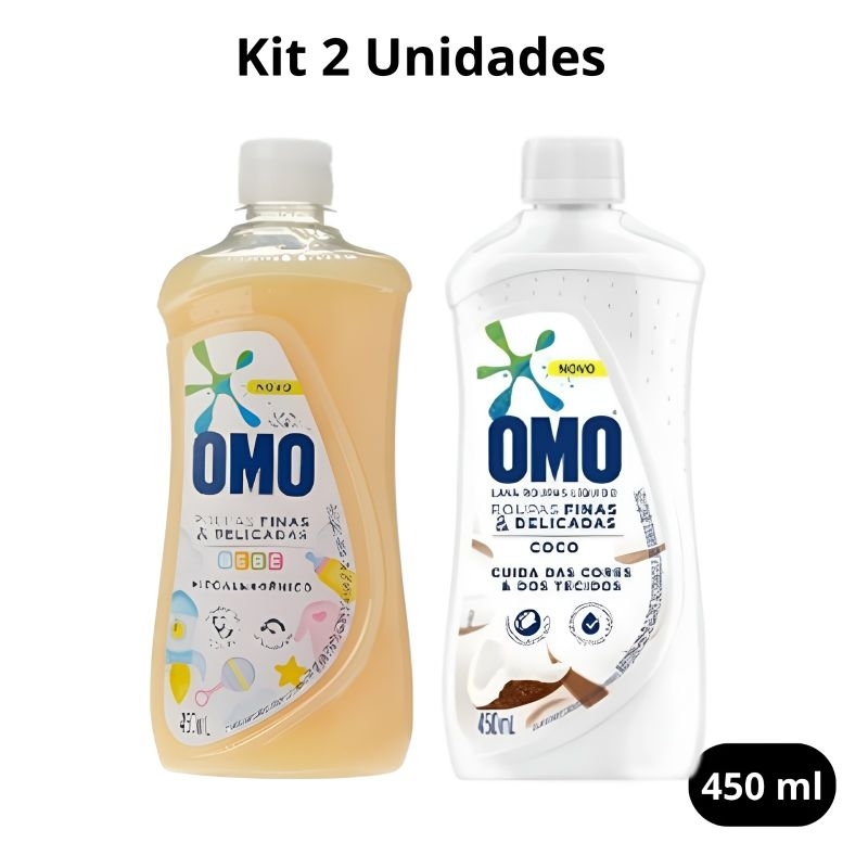 Kit 2 Lava Roupas Omo Roupas Delicadas Bebê + Cocô 450ml