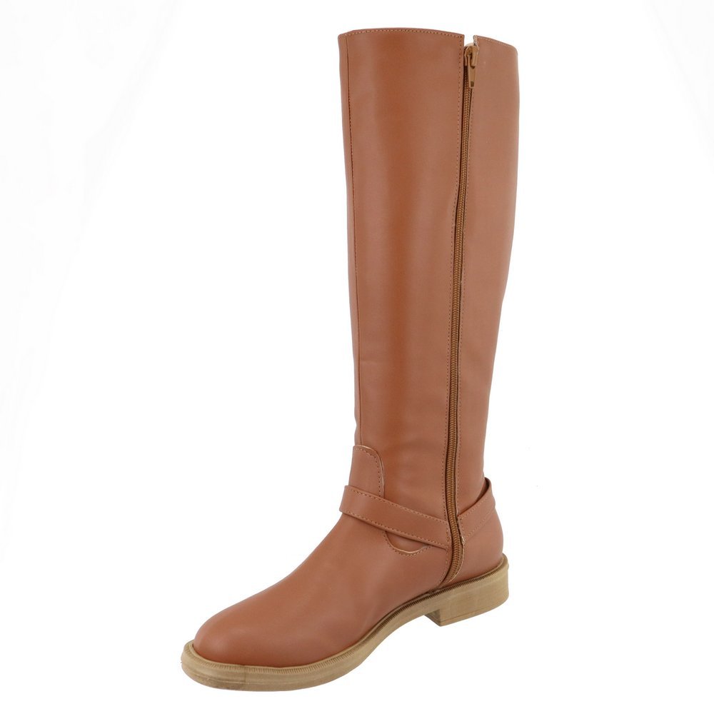 Bota Feminina Biker Cano Longo 2026 Napa Caramelo PROMOÇÃO ULTIMAS NUMERAÇÕES