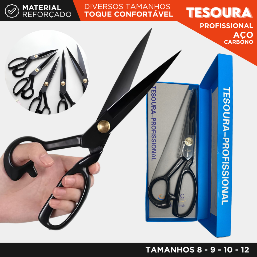 Tesoura de Alfaiate em Aço Carbono Titanium Reforçado | Ideal para Corte de Tecidos e Artesanato -BC em Oferta na Shopee