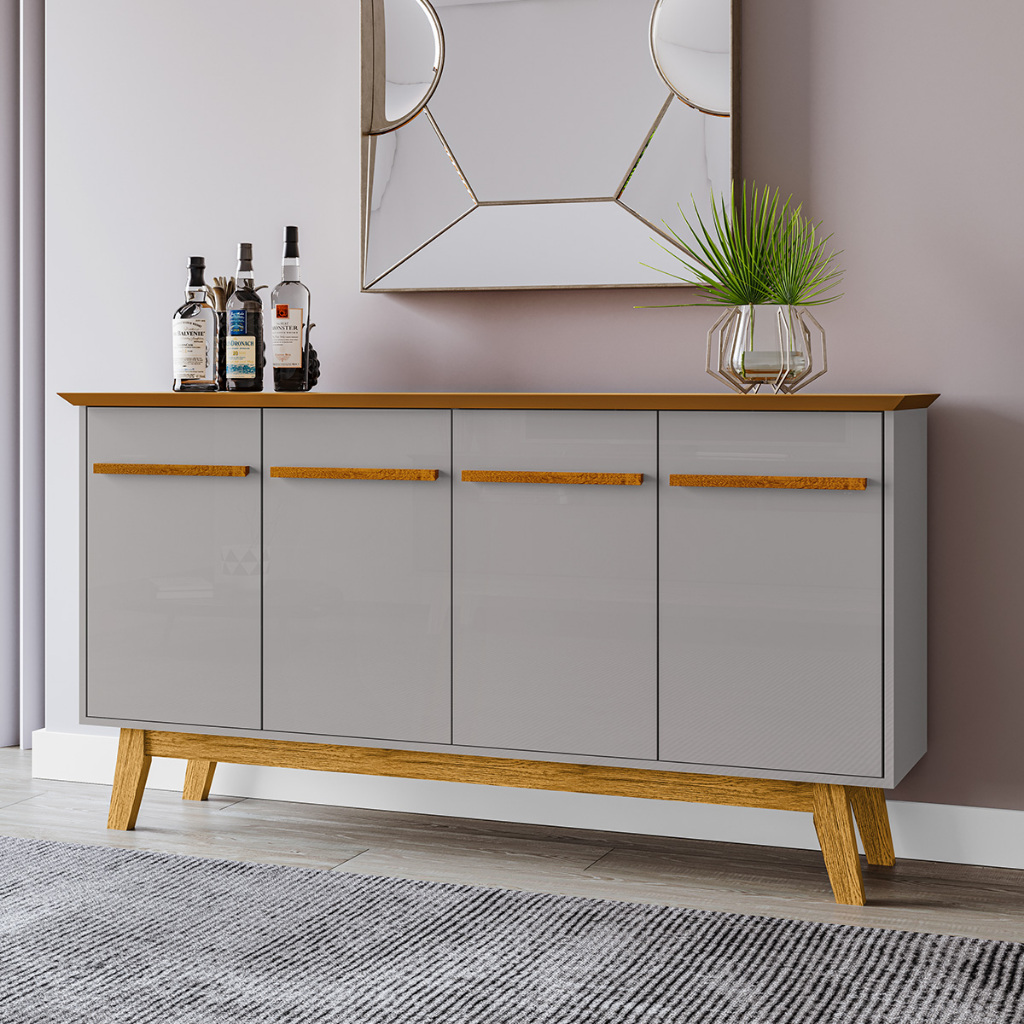 Aparador Buffet Sala de Estar Opala 4 Portas em Oferta na Shopee