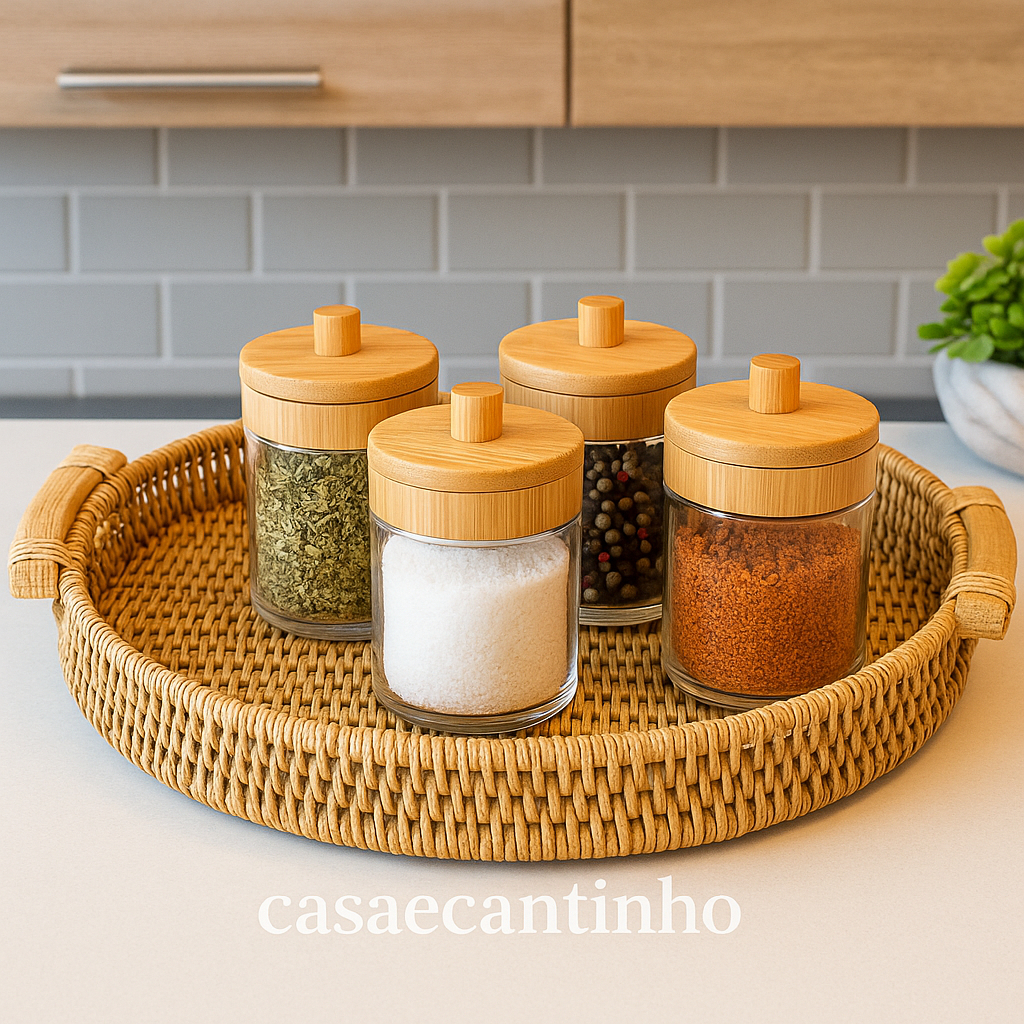 Bandeja de Vime Resistente Organizadora Redonda Retangular Cesto para servir Café Frios Do...