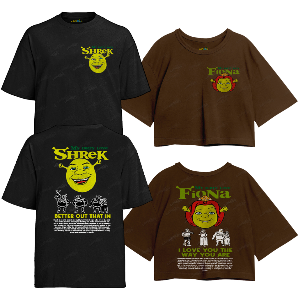 Casal Camiseta e Cropped Oversized Unissex Shrek Sherek & Fiona Ogro FC (LEIA A DESCRIÇÃO) em Oferta na Shopee