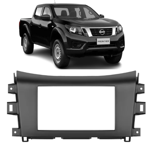 Moldura Painel Contra Frente Para Multimídia 7 polegadas 2 Din Nissan Frontier 2017 2018 2019 - Preto