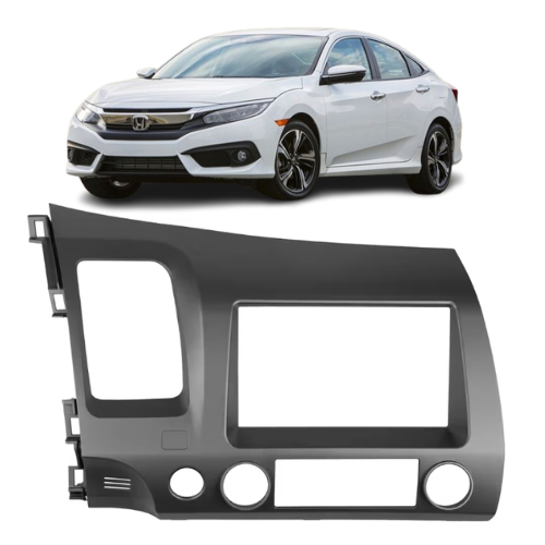Moldura Painel Contra Frente Para Multimídia 7 polegadas 2 Din Honde New Civic 2007 2008 2009 2010 2011 - Cinza