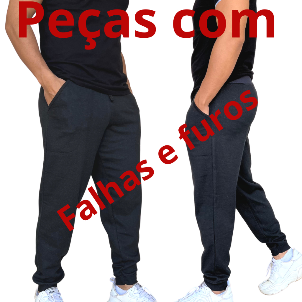 Calça Moletom Peluciada com FALHAS Masculina Básica calca moleton Inverno Plus size Extra grande