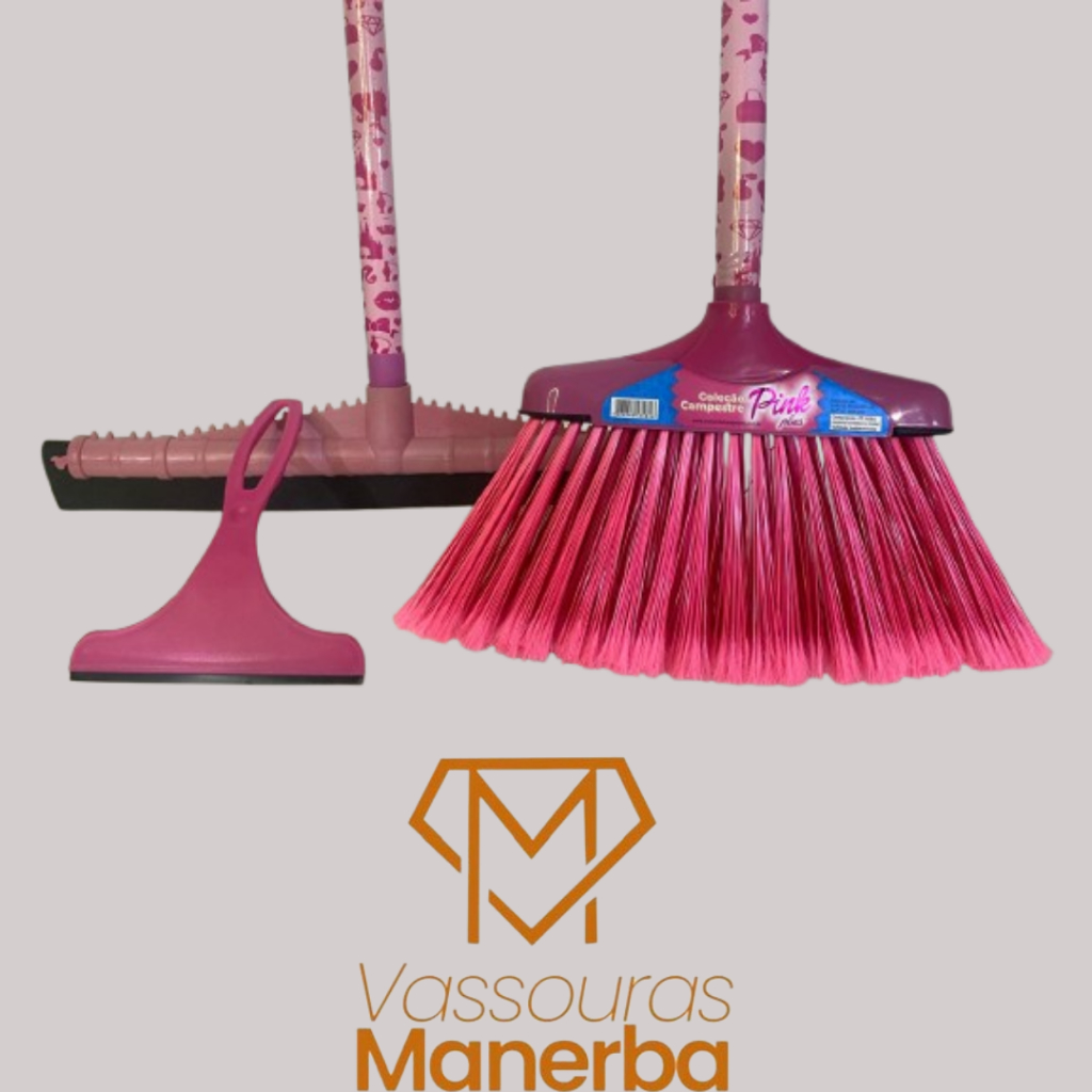 KIT VASSOURA PINK PLUS, RODO E RODINHO SLIM (com cabos)
