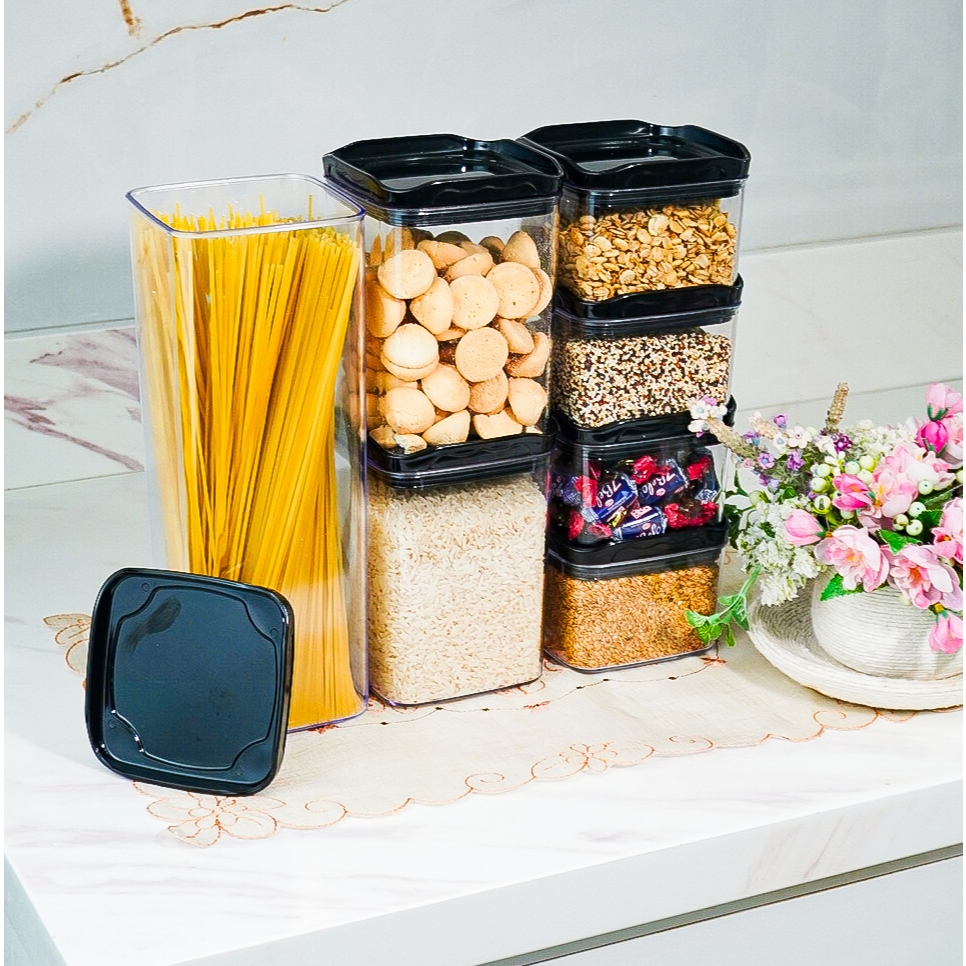 Conjunto com 7 Organizadores Pote Hermético Empilhável em Acrílico Organizador para Alimentos
