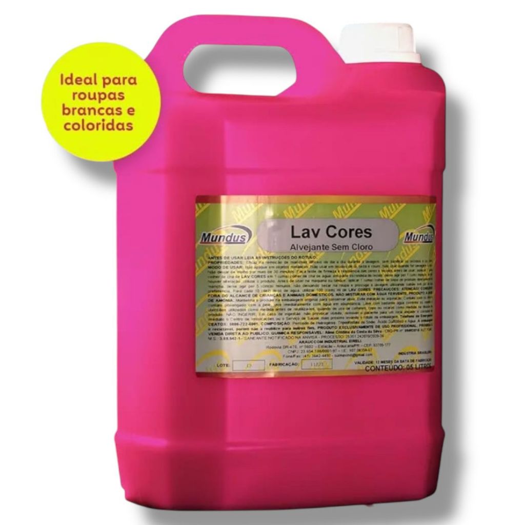 alvejante sem cloro lavanderia profissional Lav Cores Mundus 5 Litros tira manchas altamente eficaz em Oferta na Shopee