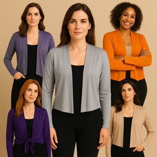 Casaquinho Aberto de Manga Longa Cropped – Viscolycra Macia em Oferta na Shopee