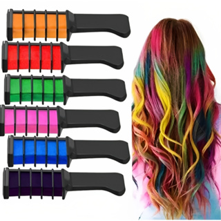 Kit 6 Pente Colorido Giz De Cabelo Com 06 Cores Temporárias Para Festas Criativo em Oferta na Shopee