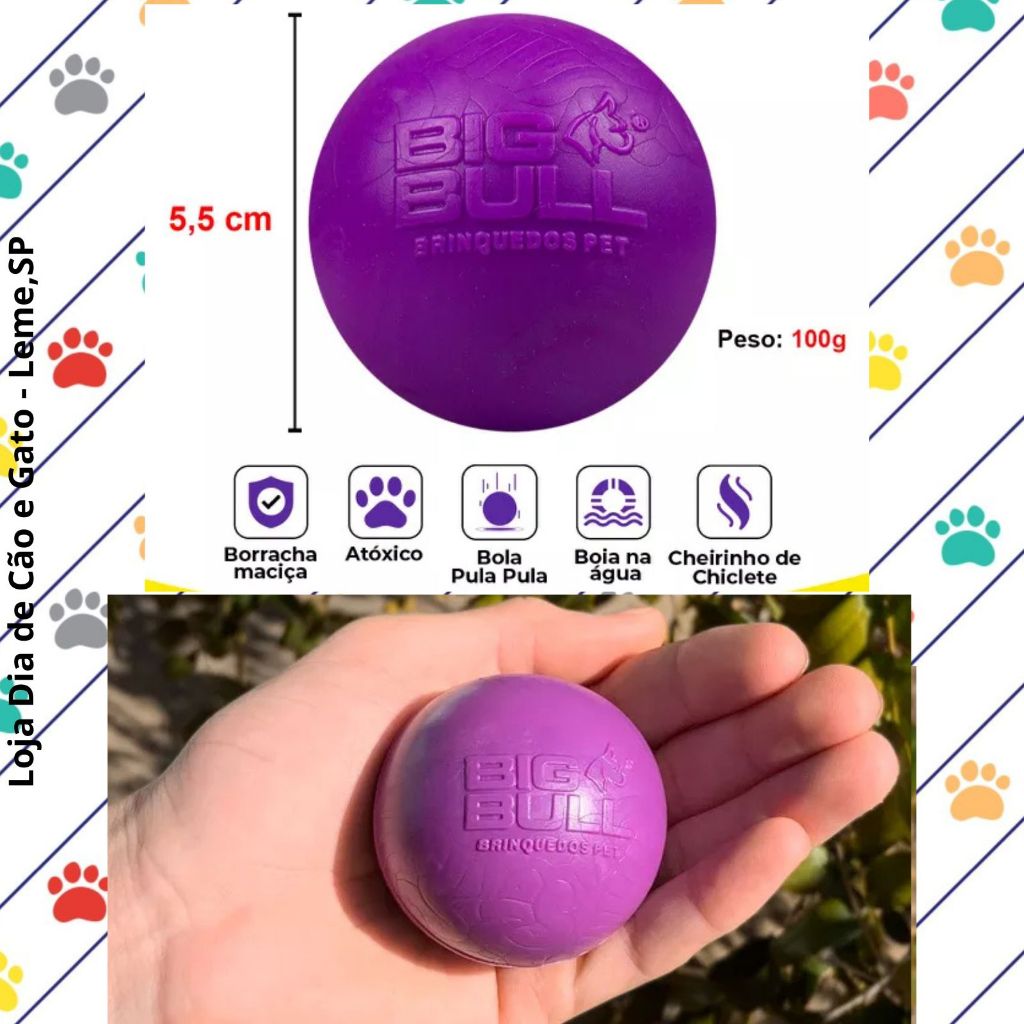 Bola Lisa 55mm Maciça Pet - 1 a 5 Bolas Big Bull em Oferta na Shopee