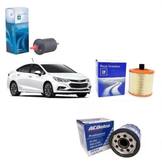Kit Filtro de Óleo, Combustivel e Filtro do Ar Condicionado Cruze 25206966 / 93316245 / 13367308