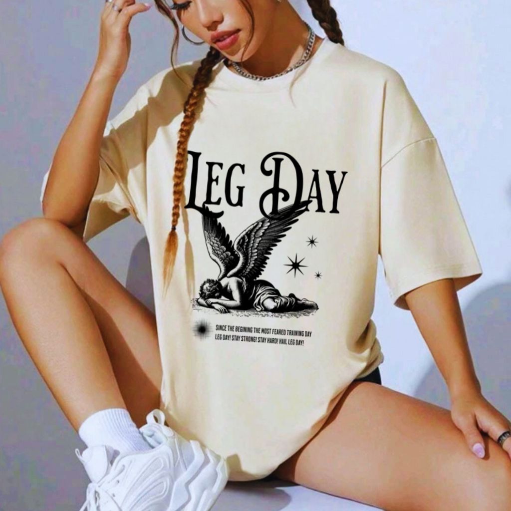 Camiseta Camisa Tshirt Feminina 100% Algodão Casual Oversized Treino Gym Fitness Academia Leg Day em Oferta na Shopee