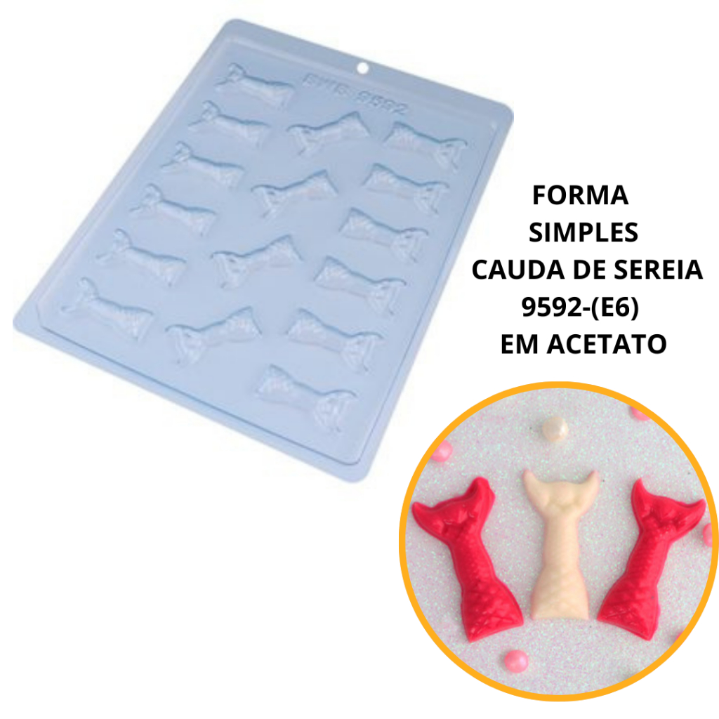 1~10 FORMA SIMPLES CAUDA DE SEREIA9592-(E6) EM ACETATO BWB PARA BOMBOM E DOCES DE CHOCOLATE em Oferta na Shopee
