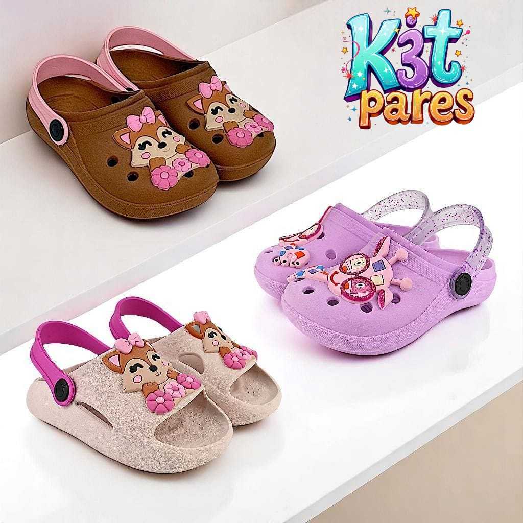 Kit 3 Pares Sandália Papete Menina Infantil Conforto