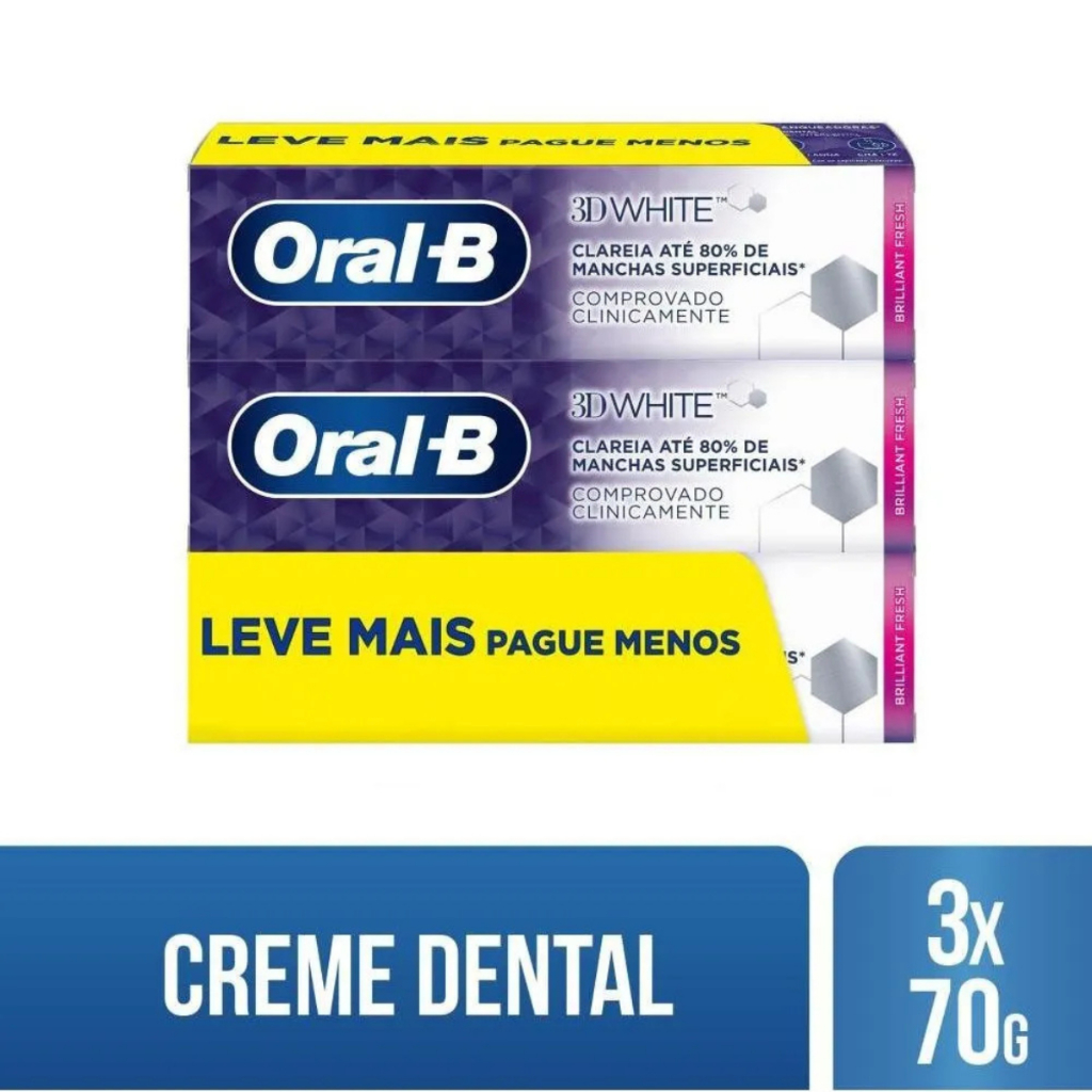 Creme Dental Oral-b 3d White Brilliant Fresh 70g Leve 3 Pague 2