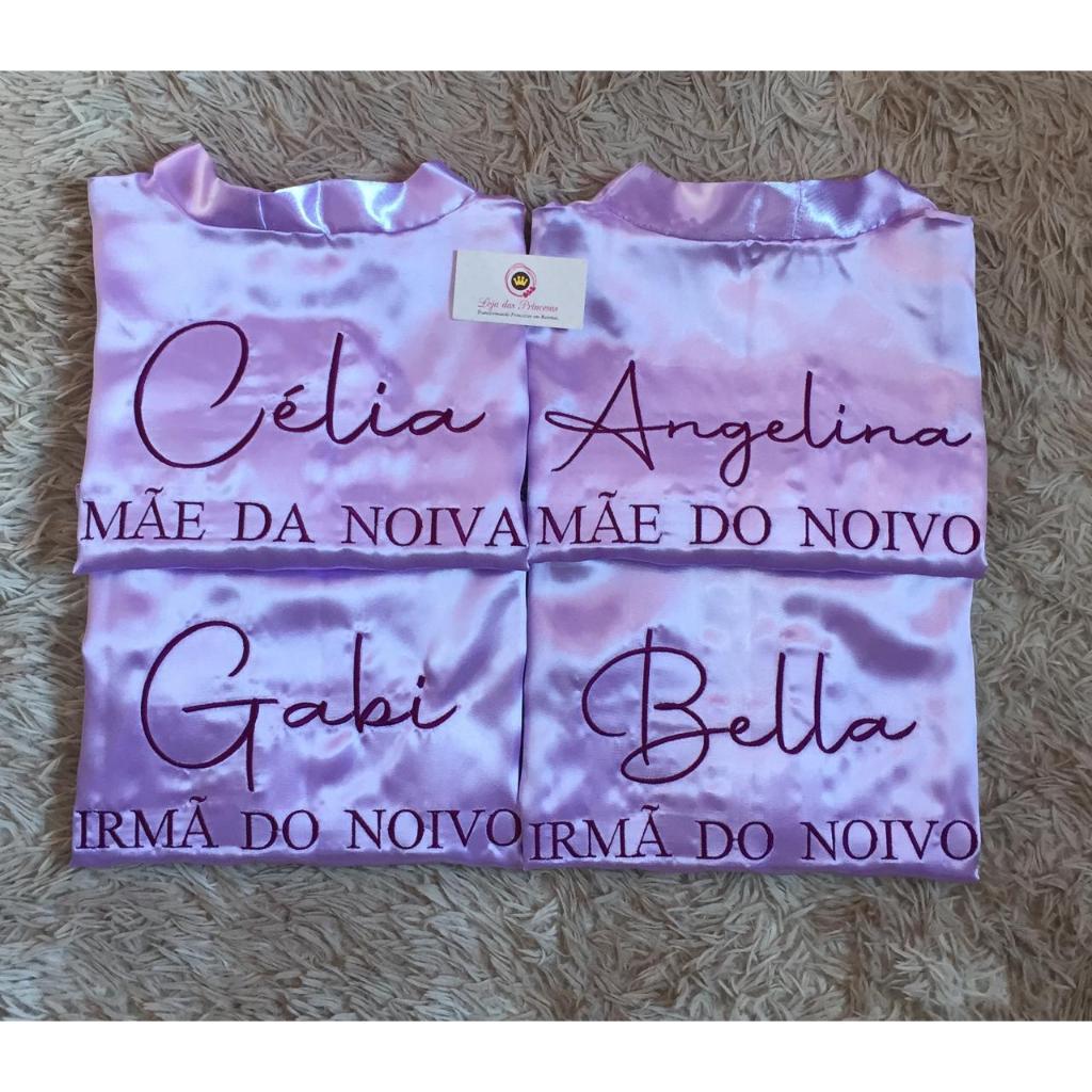 3 Kit Robe De Cetim Bordado Personalizado Debutante e Nome Roupão Hobby *Leia a descrição antes de efetuar a compra* — imagem 2 de 2