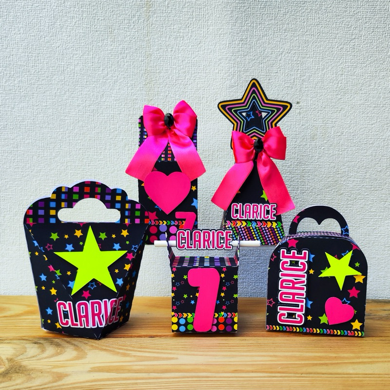 Kit de festa Personalizado Neon| Lembrancinha festa balada Neon | Aniversário Neon Balada